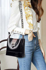 Leather Women Handbag Wide Strap - Julie bags
