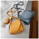 Stone Pattern Leather Bucket Bag