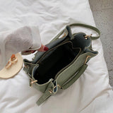 Stone Pattern Leather Bucket Bag