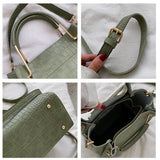 Stone Pattern Leather Bucket Bag