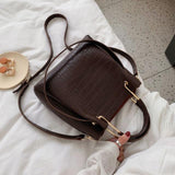 Stone Pattern Leather Bucket Bag