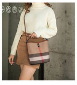 Plaid Canvas Luxury Women's Bucket – Timeless Elegance - Julie bags