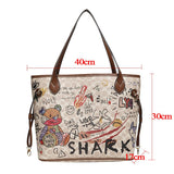CHIC AND PLAYFUL: BEAR GRAFFITI FASHION TOTE BAG - Julie bags