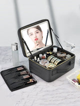 Illuminate Your Beauty: Large Capacity Cosmetic Bag with LED Mirror - Julie bags