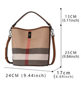 Plaid Canvas Luxury Women's Bucket – Timeless Elegance - Julie bags